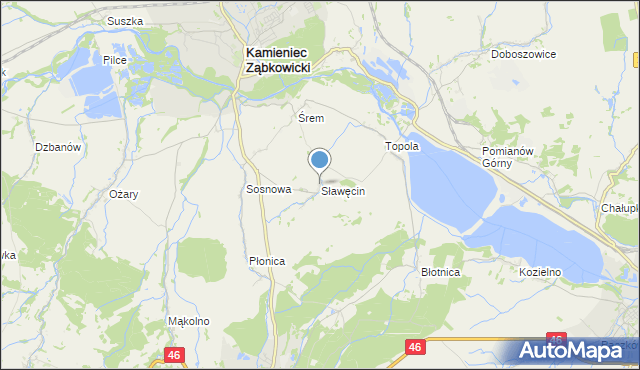 mapa Sławęcin, Sławęcin gmina Kamieniec Ząbkowicki na mapie Targeo